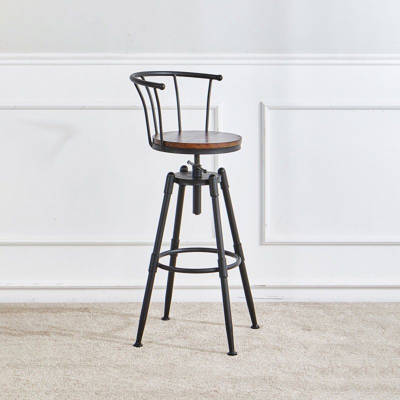 Industrial Upholstered Swivel Adjustable Height Stool 35.43'' Home Bar Stool Clearhalo 'Bar Furniture' 'Bar Stools' 'bar_stools' 'furniture_bar_stools' 'Kitchen & Dining Furniture' 'kitchen&dining_furn' 'kitchen' 'kitchen_furn' Furniture' 1200x1200_87fd6c71-14e0-4903-9f8e-d9df0eec0912