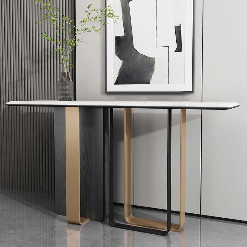 Glam Stone Accent Table Rectangle Console Sofa Table for Hall