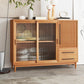 Server da pranzo in stile moderno pino in legno solido server del soggiorno con porte di vetro