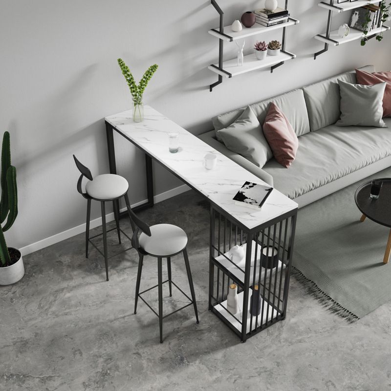 Glam Style Bar Table 42-inch Height Artificial Marble Top Bar Table Clearhalo 'Bar Furniture' 'Bar Tables' 'bar_tables' 'furn' 'furn_bar_tables' 'Furniture' 'furniture_bar_tables' 'Kitchen & Dining Furniture' 1200x1200_8801d228-374f-45e8-af81-bfe2d1656698