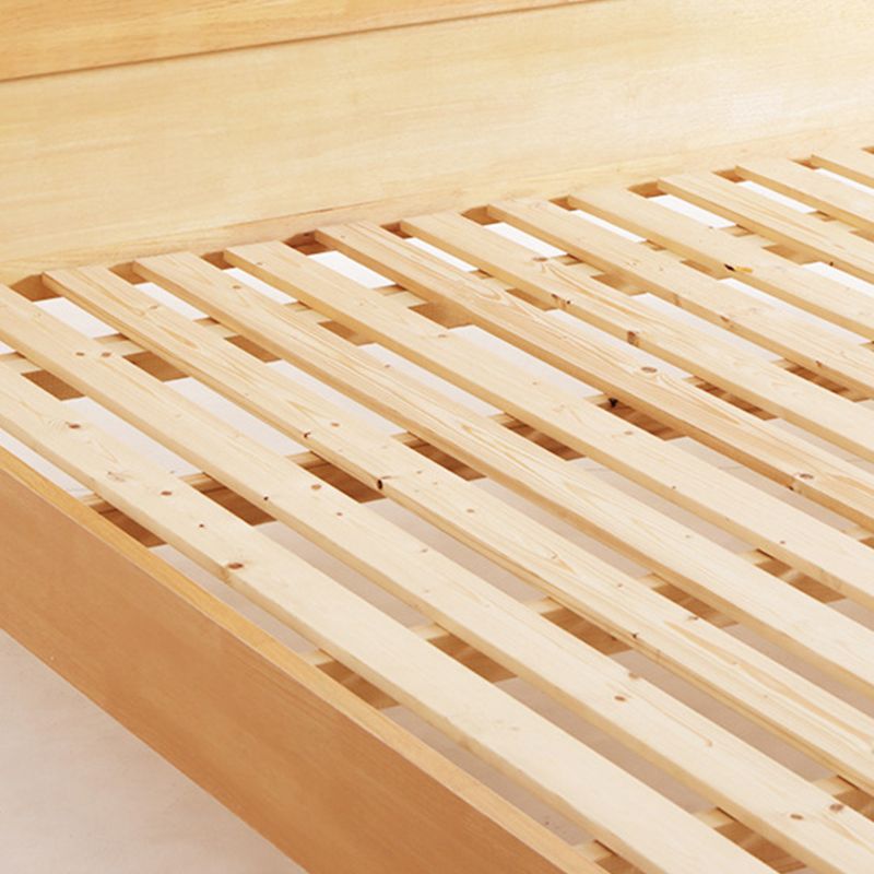 Modern Solid Wood Panel Bed Rectangular Standard Bed with Headboard