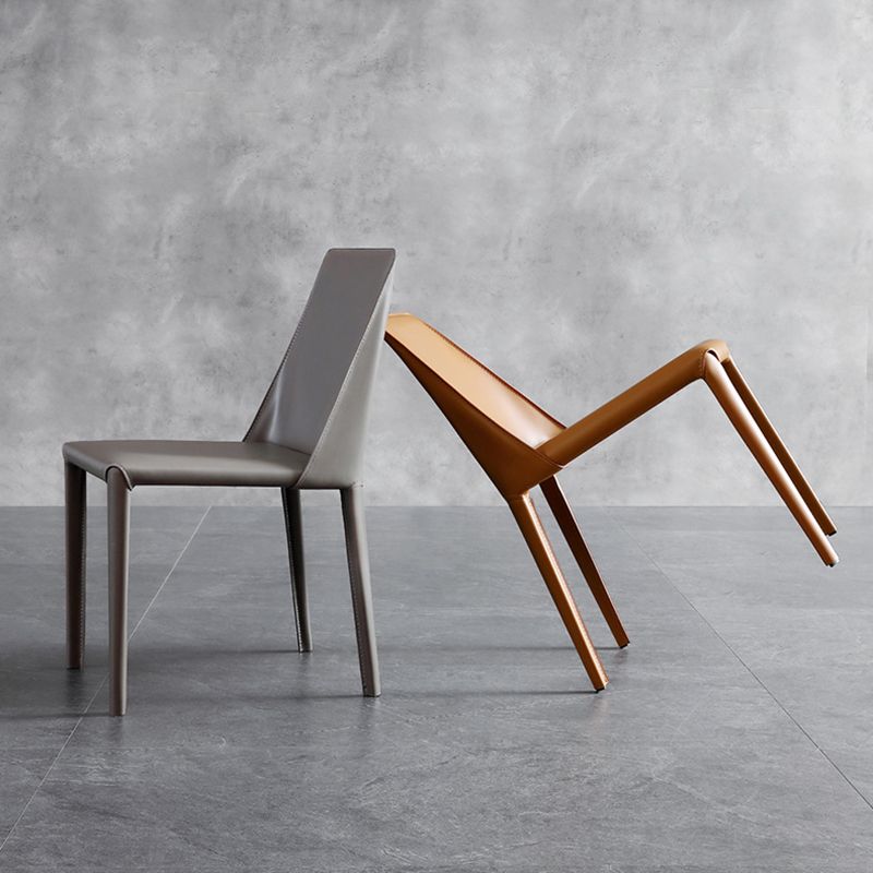 Contemporary Leather Dining Side Chairs Armless Solid Back Chair Clearhalo 'Dining Chairs' 'Dining Tables & Seating' 'dining_chair' 'furn' 'furn_dining_chair' 'Furniture' 'furniture_dining_chair' 'Kitchen & Dining Furniture' 1200x1200_88024276-d10d-499b-80c8-a308fa6f86ae