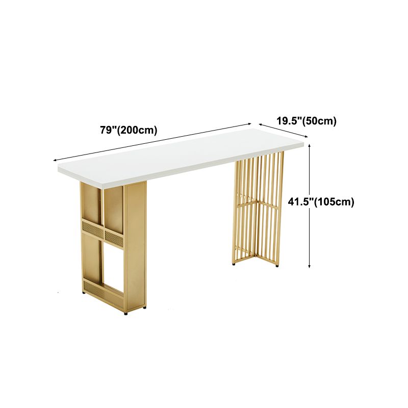 White Wood Top Counter Table Metal Base with 42 Inch Height Bar Table Clearhalo 'Bar Furniture' 'Bar Tables' 'bar_tables' 'furn' 'furn_bar_tables' 'Furniture' 'furniture_bar_tables' 'Kitchen & Dining Furniture' 'kitchen&dining_furn' 'kitchen' 1200x1200_880295fc-d8db-489f-b859-9a2ab730524f