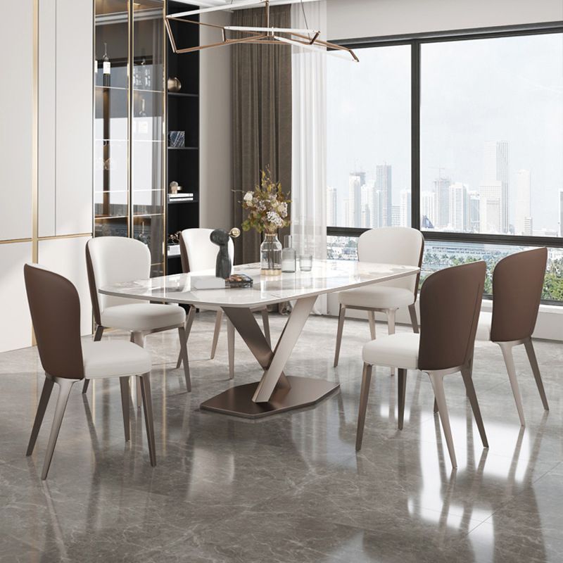 Set da pranzo moderno in metallo Set tavolo da pranzo rettangolare da 1/2/5/7 pezzi