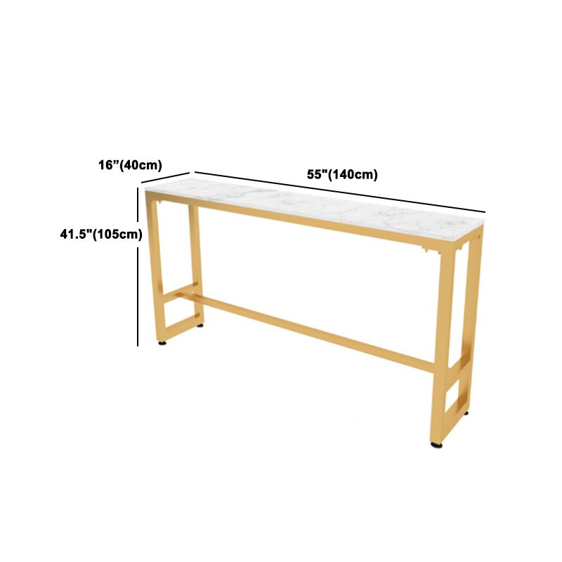 1/5/9 pièces Glam Glam Iron Bar Table Recangle Recangle Bistro en marbre Faux White avec repose-pieds