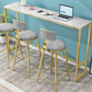 White Marble Table with Rectangle Table Top Gold Trestle Table - 41.3" H Clearhalo 'Bar Furniture' 'Bar Tables' 'bar_tables' 'furn' 'furn_bar_tables' 'Furniture' 'furniture_bar_tables' 'Kitchen & Dining Furniture' 1200x1200_8807a8e4-0685-43ff-85d3-974fa0ff3ea8