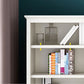 Modern Style Closed Back Bookshelf Standard Wooden Bookcase in White
