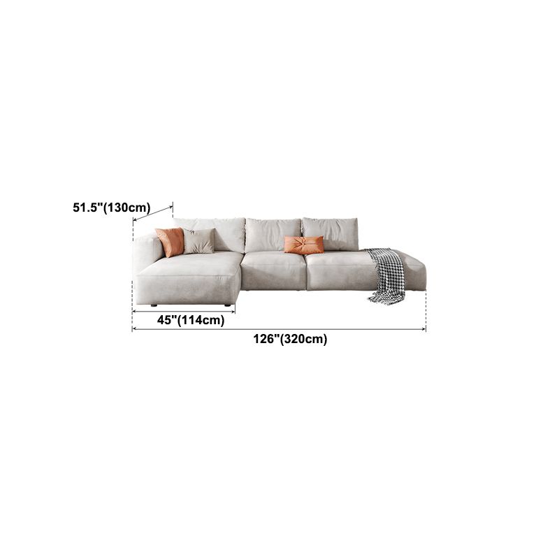 Sofá de brazo cuadrado de cuero falso con chaise moderno sofá de espalda suelta en gris