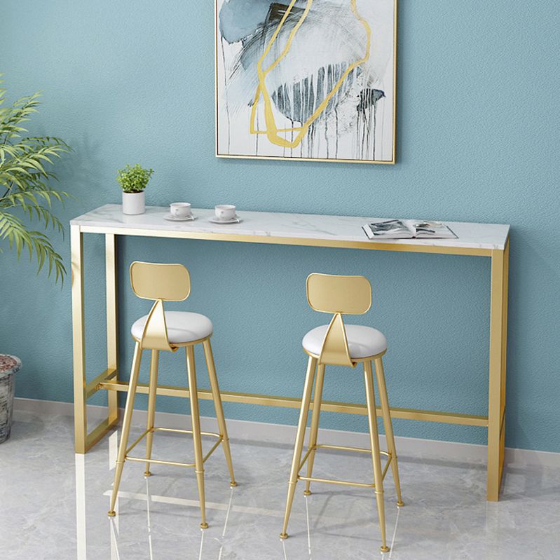 Glam Style 1/2/3 Pieces Bar Table Set Rectangle Bar Table with Metal High Stools for Home Clearhalo 'Bar Furniture' 'furn' 'furn_home_bar_bar_sets' 'Furniture' 'Home Bars & Bar Sets' 'home_bar_bar_sets' 'Kitchen & Dining Furniture' 1200x1200_880ec067-50f9-4d0b-a210-0fb262ce0175