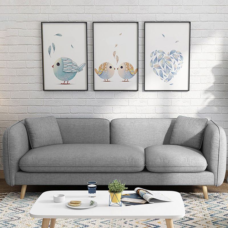 Contemporain 27,55 "H coton mélange canapé de bras carré avec oreillers