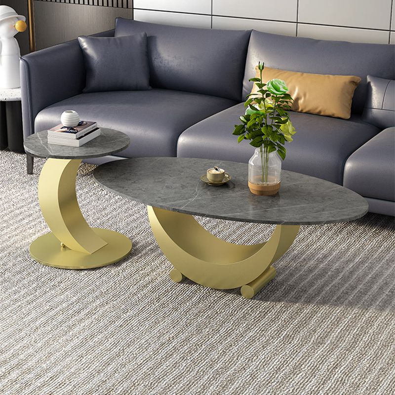 2 Piece Nesting Tables Oval Minimalist Modern Coffee Table Set Clearhalo 'Coffee & Accent Tables' 'Coffee Tables' 'coffee_tables' 'furn' 'furn_coffee_tables' 'Furniture' 'Living Room Furniture' 1200x1200_88113628-aeac-4cde-a99c-572b88d231fe
