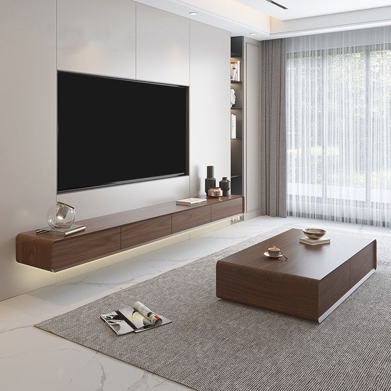 Zeitgenössische TV-Konsole aus massivem Holz, TV-Medienkonsole für das Wohnzimmer