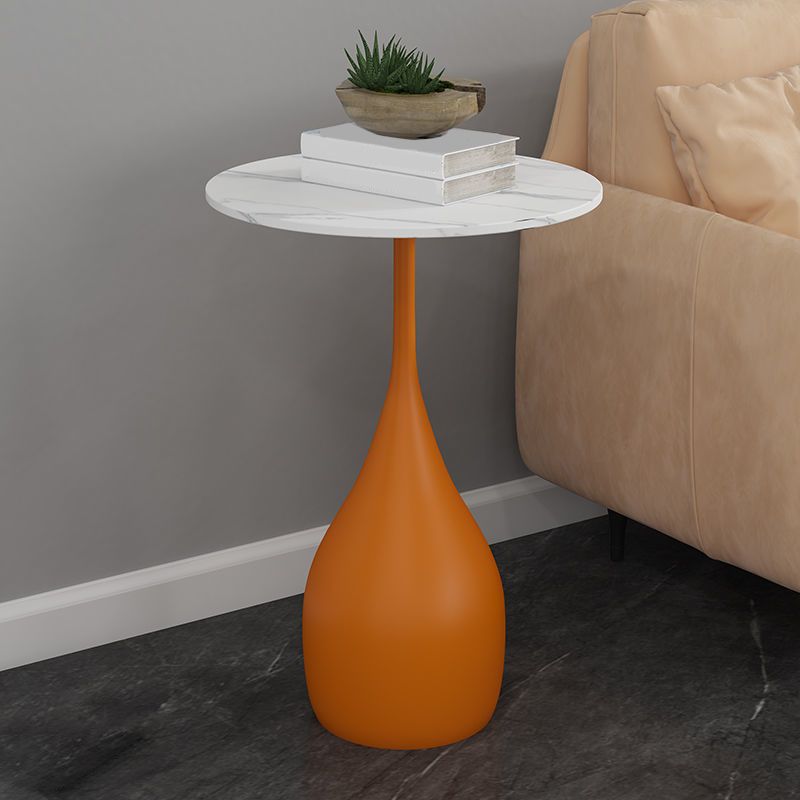 Tavolino rotondo a base di base in metallo in metallo moderno e tavolo top laterale