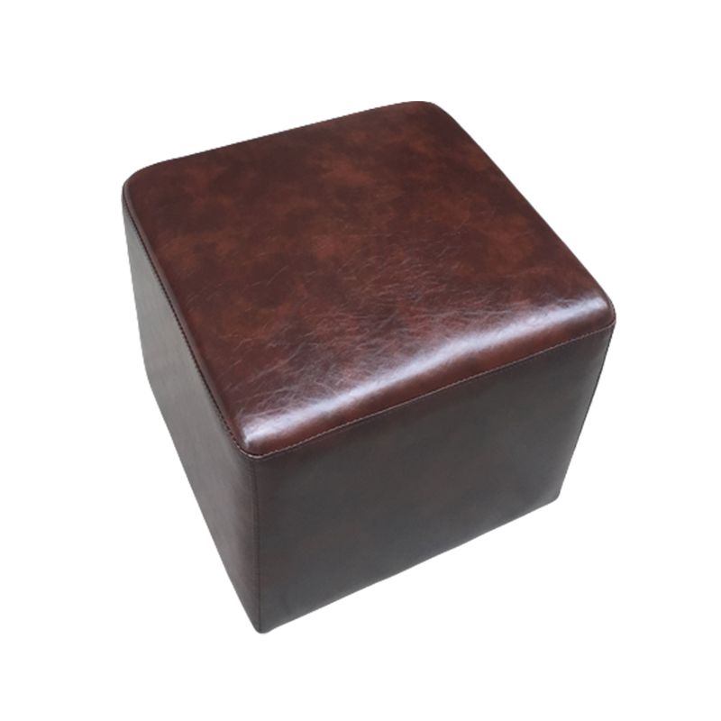 Mid-Century Modern Pouf Ottoman Genuine Leather Upholstered Solid Color Square Ottoman Clearhalo 'furn' 'furn_ottomans_poufs' 'Furniture' 'Living Room Furniture' 'Ottomans & Poufs' 'ottomans_poufs' 1200x1200_8811ac0c-a2b2-4dd7-923e-bb745f50cccc