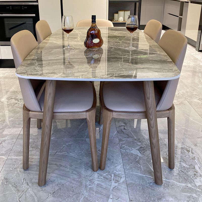 Contemporary Fixed Faux Marble Top Dining Room Table¬†with 4 Solid Wood Legs Kitchen Dining Set Clearhalo 'Dining Room Sets' 'Dining Tables & Seating' 'dining_room_set' 'Furniture' 'furniture_dining_room_set' 'Kitchen & Dining Furniture' 'kitchen&dining_furn' 'kitchen' 1200x1200_88126c3a-b630-4943-b147-c49a2c8fbe08