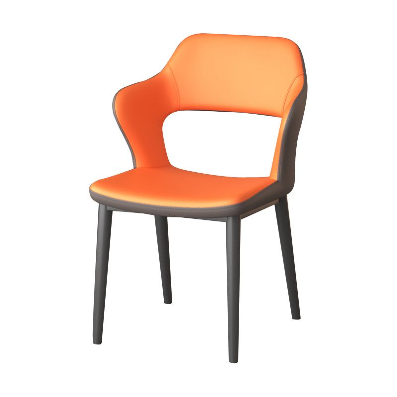 Modern Faux Leather Dining Side Chairs Open Back Dining Arm Chair for Dining Room