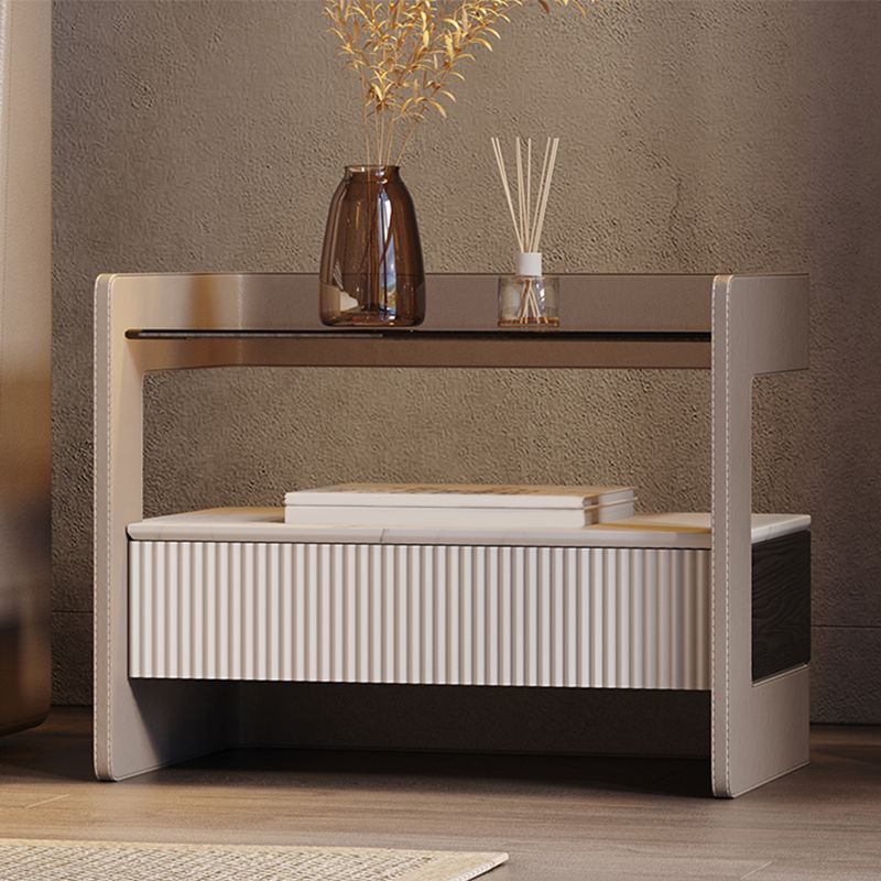 Zeitgenössischer 1 - Schubladenglas/Stein Nachttisch 18,9 "großer Nachtstand