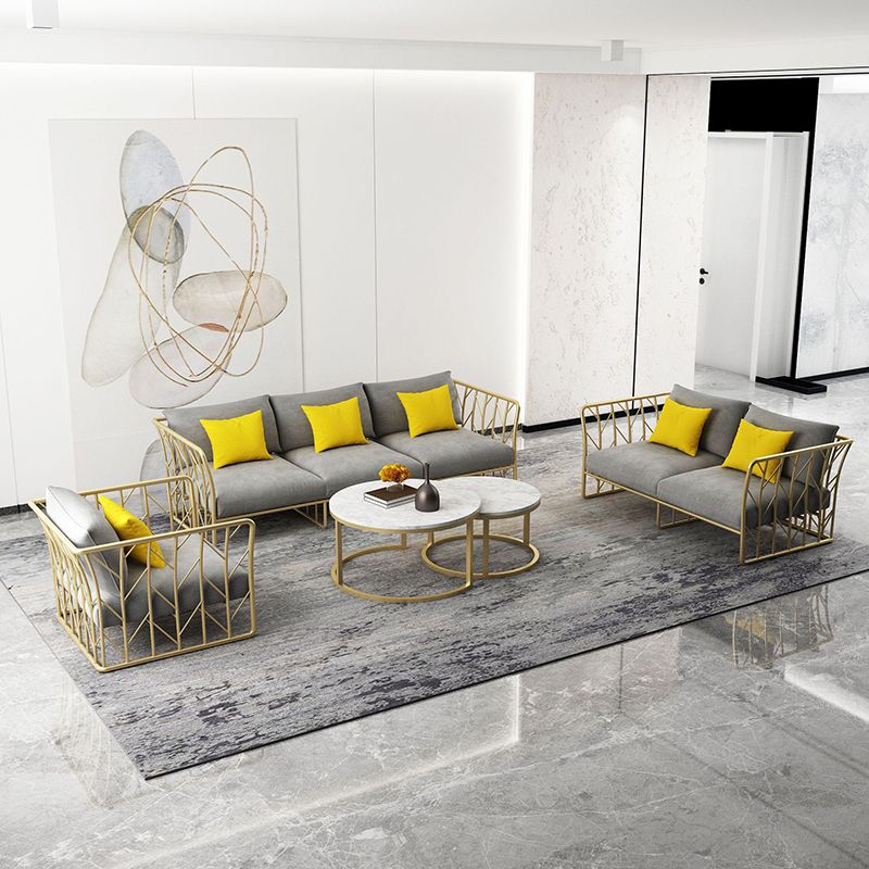 Contemporary Tuxedo Arm Sofa Stationary Gray Sofa for Living Room