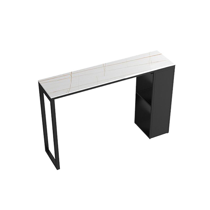 Pedestal Sintered Stone Bar Table Modern Dining Table with Storage Shelves Clearhalo 'Bar Furniture' 'Bar Tables' 'bar_tables' 'furn' 'furn_bar_tables' 'Furniture' 'Kitchen & Dining Furniture' 1200x1200_881473b5-943b-4373-8a7f-7b1360d4c217