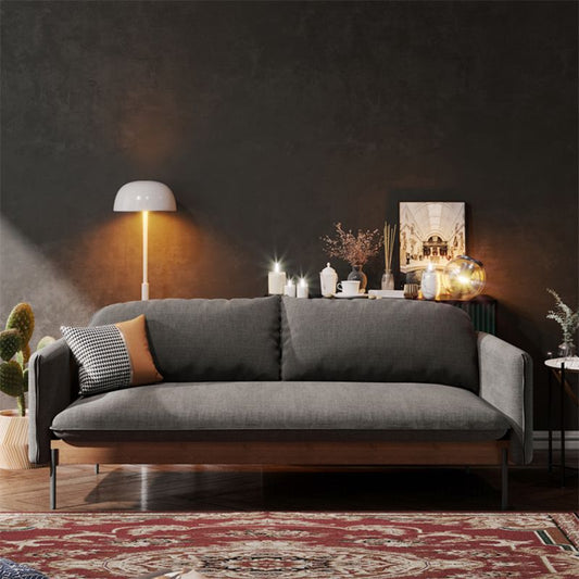 Cushions Square Arm Sofa Scandinavian 31.5" D x 31.5" H Linen Wooden Sofa Clearhalo 'furn' 'furn_sofas' 'Furniture' 'furniture_sofas' 'kitchen' 'kitchen_sofas' 'Living Room Furniture' 'Sofa' 'sofas' 1200x1200_8815adb3-eb81-49e8-af62-b871aa800d3d