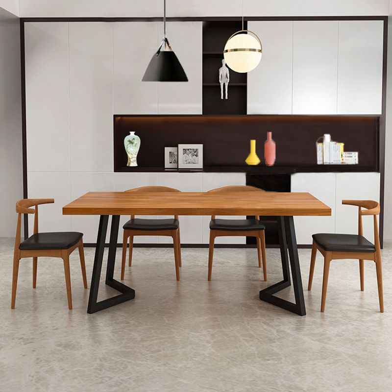 Pine Wood Top Dining Table Modern Rectangle Table with Sled Base Clearhalo 'Dining Tables & Seating' 'Dining Tables' 'dining_table' 'Furniture' 'furniture_dining_table' 'Kitchen & Dining Furniture' 'kitchen' 'kitchen_dining_table' 1200x1200_8815f7c8-ff47-461c-b9ac-a944515ea8a5