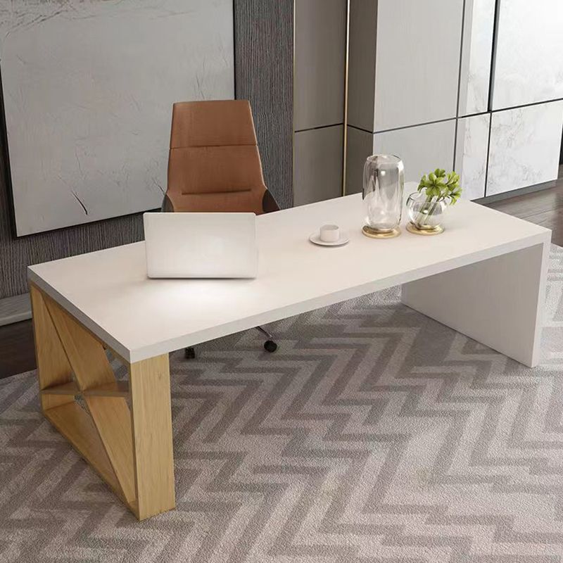 Blanc en bois massif en bois solide RECTANGULAIRE Bureau de réunion glamour pour le bureau