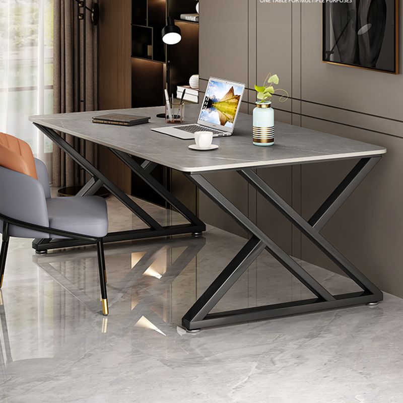 Stein rechteckiger Schreibtisch Industrial 29,53 "hoher Büroschreibtisch mit Schlittenbasis