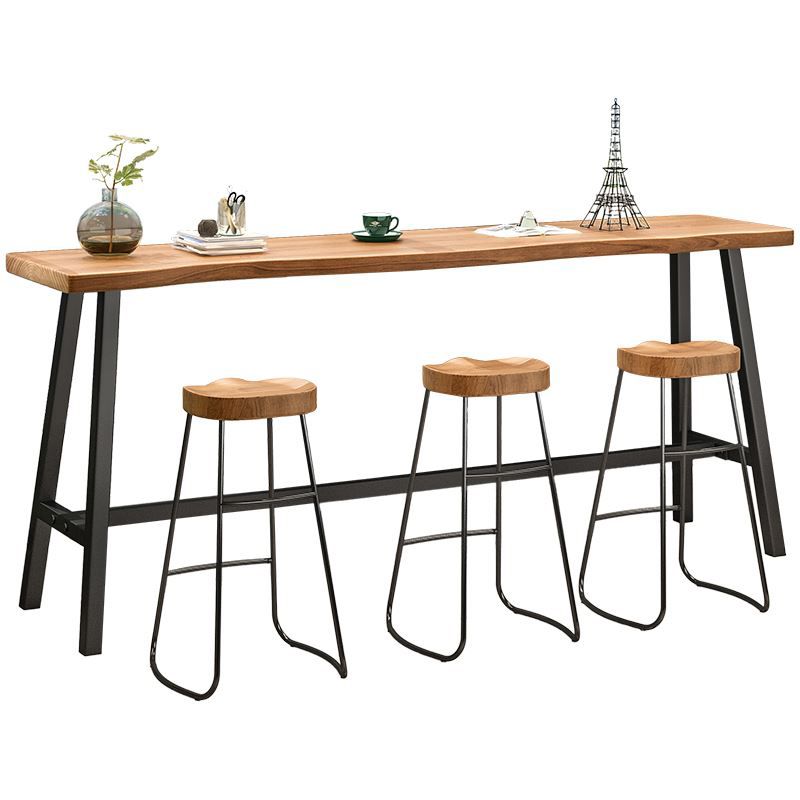 1/4 Pieces Industrial Iron Bar Table Set Rectangle Pine Wood Bistro Set with Footrest Clearhalo 'Bar Furniture' 'furn' 'furn_home_bar_bar_sets' 'Furniture' 'Home Bars & Bar Sets' 'home_bar_bar_sets' 'Kitchen & Dining Furniture' 1200x1200_881d4b28-36fb-4f24-bec4-9e50a749550a