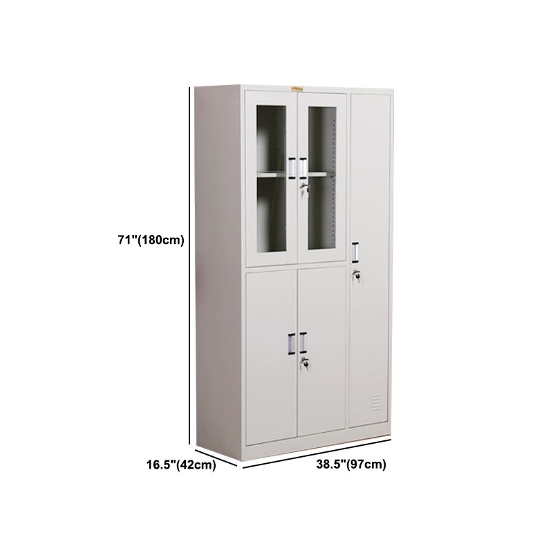 Hinged Metal Wardrobe Armoire Contemporary Grey Wardrobe Cabinet Clearhalo 'Armoires & Wardrobes' 'armoires_wardrobes' 'Bedroom Furniture' 'furn' 'furn_armoires_wardrobes' 'Furniture' 1200x1200_881dcb13-cc5c-47d5-a633-f7045004b479