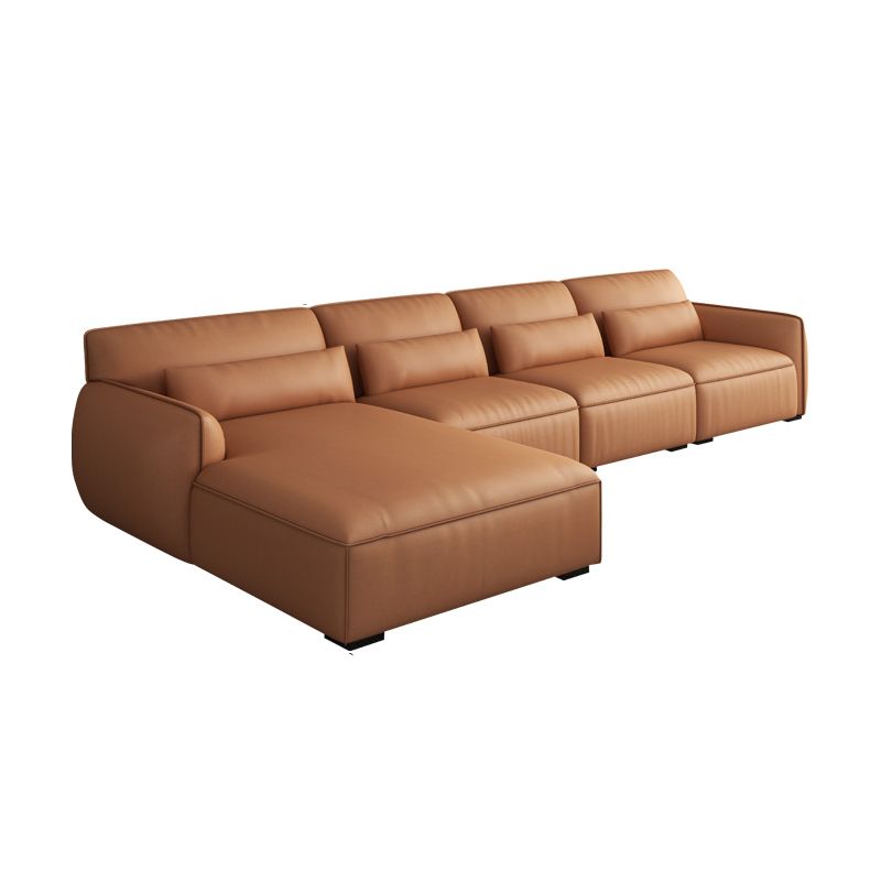 Scandinavian Tan Faux Leather Straight Arm Sofa/Sectionals with Stain-Resistant Clearhalo 'furn' 'furn_sectionals' 'Furniture' 'furniture_sectionals' 'Living Room Furniture' 'Sectionals' 1200x1200_881f9efb-3c03-48da-9ef3-366155ef7466