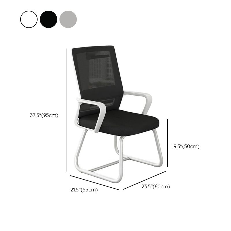 Silla de brazo ergonómico en la mitad de la espalda Armas fijas Silla de oficina en casa sin ruedas