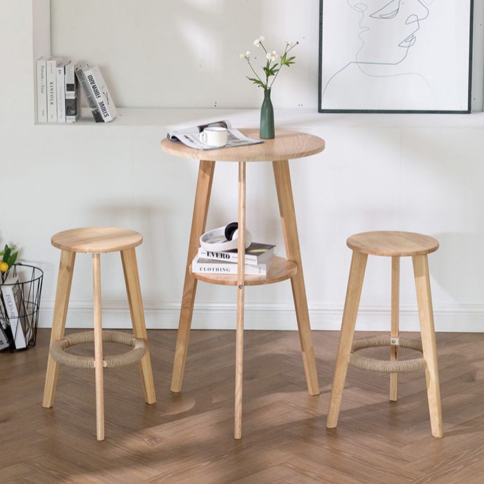 Contemporary Round Bar Dining Table Wood Bar Height Table with Shelves Clearhalo 'Bar Furniture' 'Bar Tables' 'bar_tables' 'furn' 'furn_bar_tables' 'Furniture' 'furniture_bar_tables' 'Kitchen & Dining Furniture' 1200x1200_88228a32-86f4-4e57-bb52-8c4e9ce4d0de
