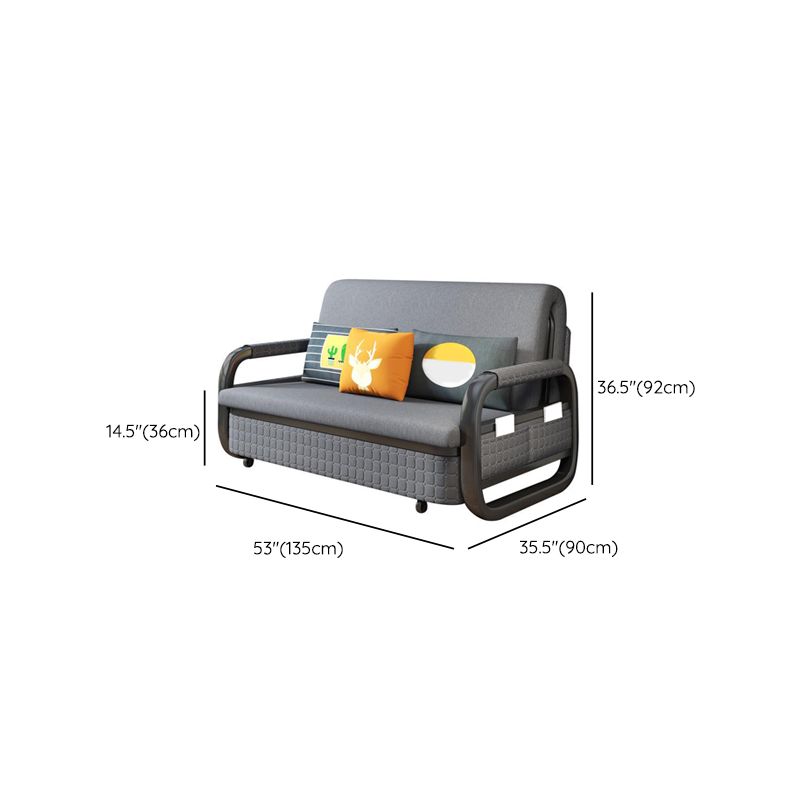 Miscela di cotone moderno divano a braccio quadrato in grigio con spazio