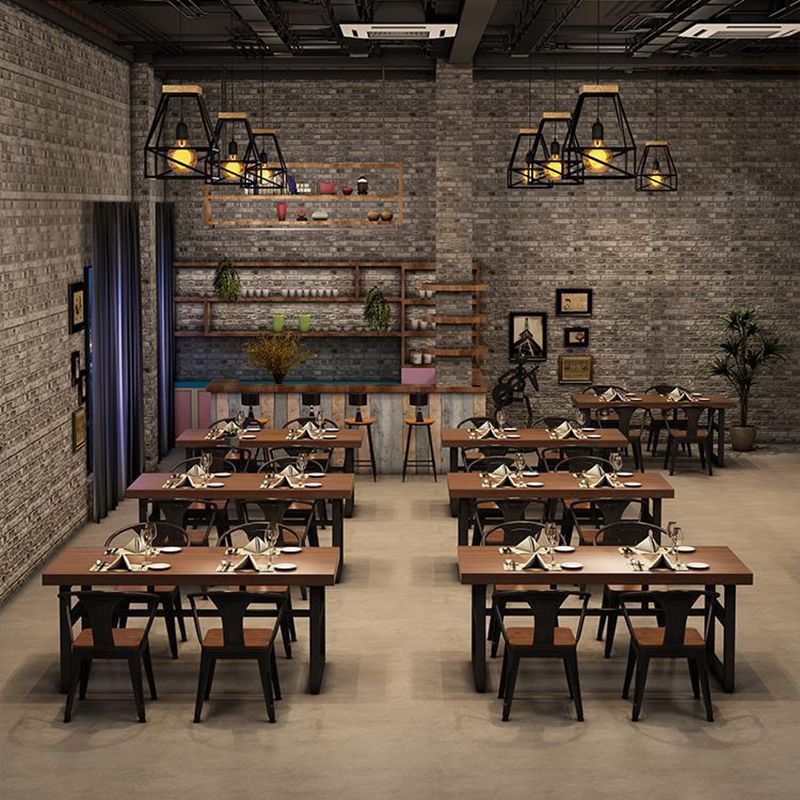 Industrial 1/3/5/7 Pieces Dining Set Rectangle Wood Dining Table for Cafe Clearhalo 'Dining Room Sets' 'Dining Tables & Seating' 'dining_room_set' 'furn' 'furn_dining_room_set' 'Furniture' 'Kitchen & Dining Furniture' 1200x1200_882591ef-4d39-4519-94a4-f5e5aa9f6c01