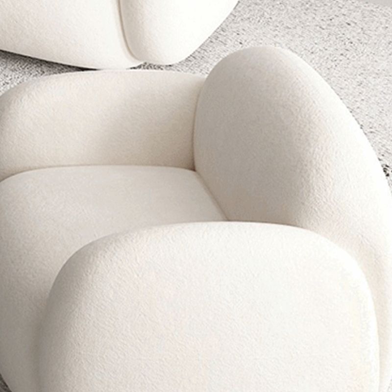 Square Arm Wool Sofa Modern Style 1/2/3-Seater Sofa in White