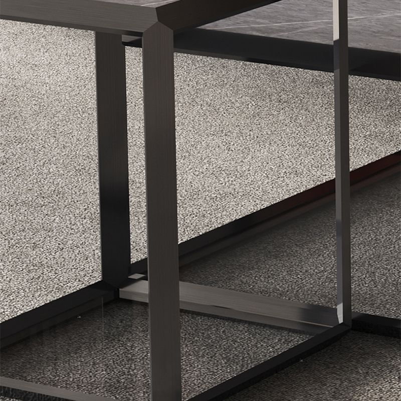 Geometric Slate & Glass Coffee Table Modern Simple Cocktail Table with Floor Shelf Clearhalo 'Coffee & Accent Tables' 'Coffee Tables' 'coffee_tables' 'furn' 'furn_coffee_tables' 'Furniture' 'Living Room Furniture' 1200x1200_882b746c-a505-48b9-82e3-63b97f8bb091