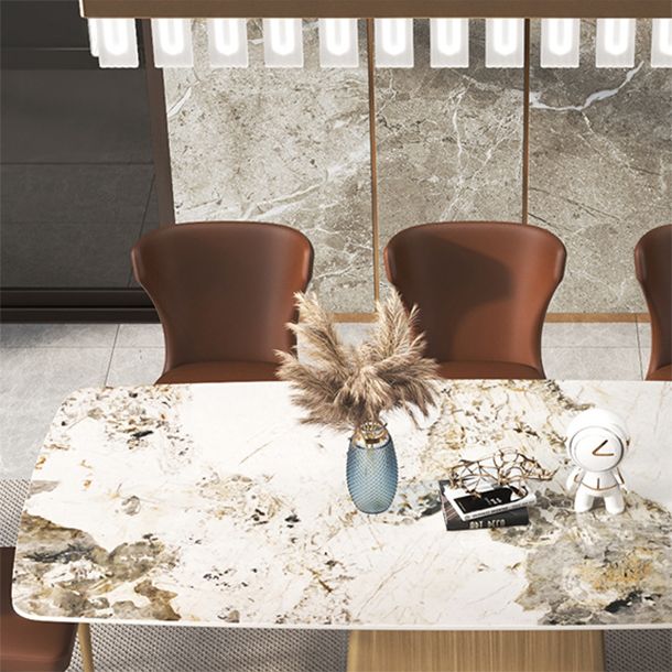 Sintered Stone Top Luxury Table for Restaurant Rectangle Dining Table with Pedestal Base Clearhalo 'Dining Tables & Seating' 'Dining Tables' 'dining_table' 'furn' 'furn_dining_table' 'Furniture' 'furniture_dining_table' 'Kitchen & Dining Furniture' 'kitchen' 'kitchen_dining_table' 1200x1200_88304631-c8f4-41da-b49c-6e46f3e41351