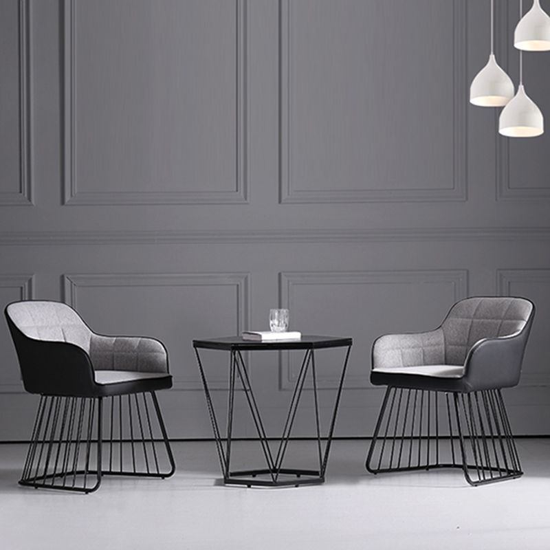 Industriële metalen basis eetkamerstoel gestoffeerde eetkamerstoel