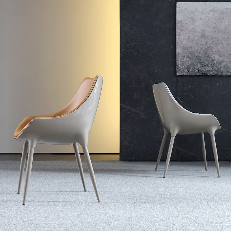 Minimalist Style Leather Dining Arm Chairs Solid Back Upholstered Chairs (Set of 2) Clearhalo ' kitchen&dining_furn' 'Dining Chairs' 'Dining Tables & Seating' 'dining_chair' 'furn' 'furn_dining_chair' 'Furniture' 'furniture_dining_chair' 'Kitchen & Dining Furniture' 'kitchen' 1200x1200_8831d580-70a0-4a30-850d-7b713bfccf74