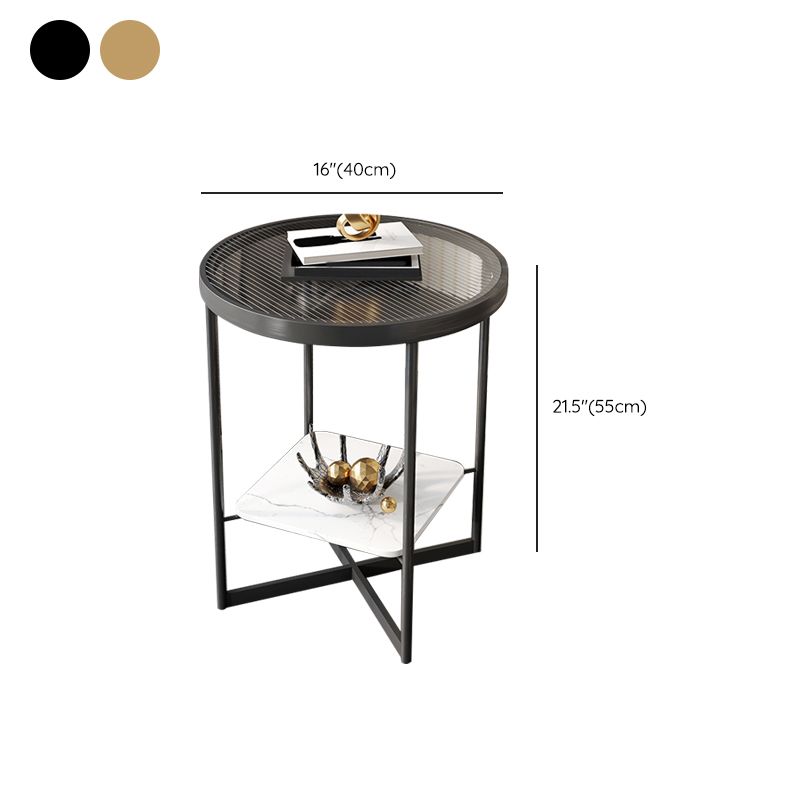 Modern Glass Round Side End Table Cross Legs Sofa Corner Table Clearhalo 'Coffee & Accent Tables' 'End & Side Tables' 'end_side_tables' 'furn' 'furn_end_side_tables' 'Furniture' 'Living Room Furniture' 1200x1200_88355c96-78c0-4e5e-9517-ba6ab56e4bfd