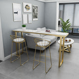 White Glam Style Table in Iron Top and Faux Marble Milk Tea Shop Bar Table Clearhalo 'Bar Furniture' 'Bar Tables' 'bar_tables' 'furn' 'furn_bar_tables' 'Furniture' 'furniture_bar_tables' 'Kitchen & Dining Furniture' 1200x1200_8835b9d5-f785-4956-9f30-fe010c45bf35