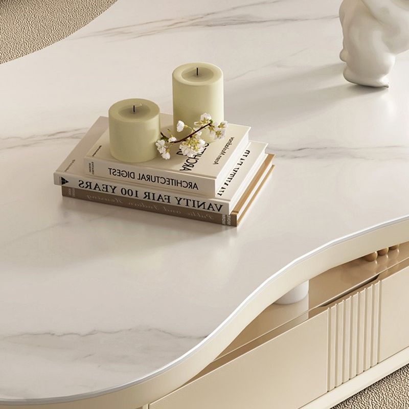 Pedestal Modern Slate Cocktail Table Free-Form Single Coffee Table with Shelf Clearhalo 'Coffee & Accent Tables' 'Coffee Tables' 'coffee_tables' 'furn' 'furn_coffee_tables' 'Furniture' 'Living Room Furniture' 1200x1200_88399604-de38-460b-b702-99f9bd3df3b0