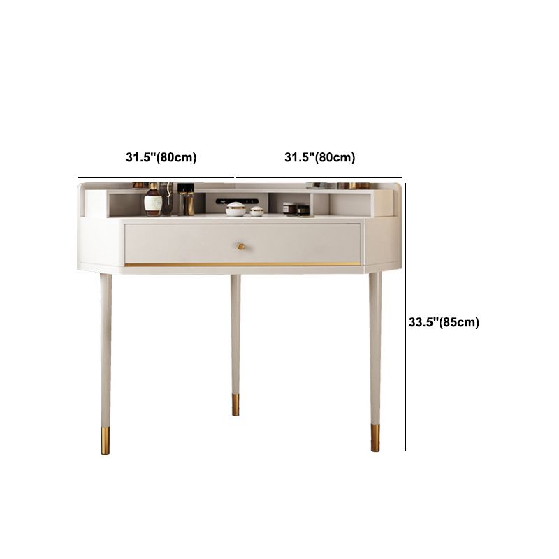 Modern 2-Drawers Makeup Dressing Table in White, 33.85" Tall