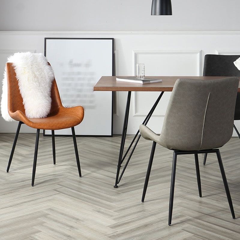 Industrial Design Faux Leather Side Chair Solid Back Chair for Home Clearhalo 'Dining Chairs' 'Dining Tables & Seating' 'dining_chair' 'furn' 'furn_dining_chair' 'Furniture' 'furniture_dining_chair' 'Kitchen & Dining Furniture' 1200x1200_883b6fd6-6b7c-4063-94b8-a143f5c2e17f