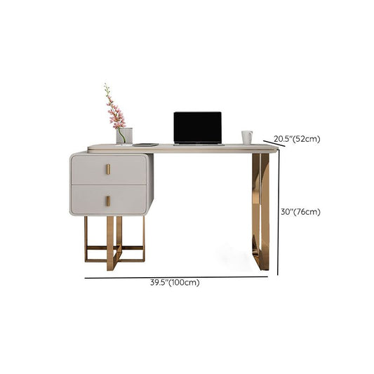 Bureau d'écriture d'écriture en étain de piédestal bureau glamour incurvé pour chambre à coucher