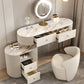 Beige Vanity Dressing Table Set Glossy Finish Dresser with Wood Drawers