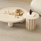 Mesa de centro individual redonda de madera maciza con pedestal contemporáneo/4 patas