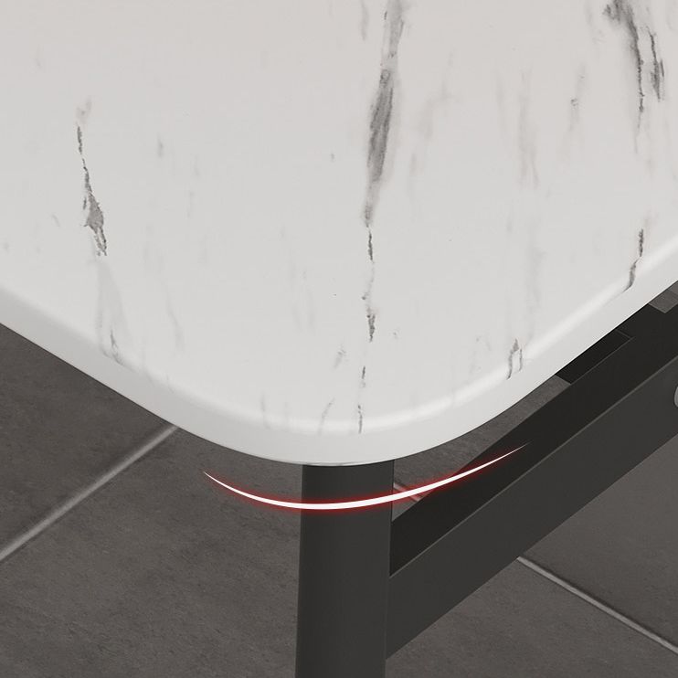 Zeitgenössischer weiße rechteckige Holzentisch mit 4 Stahlfuß