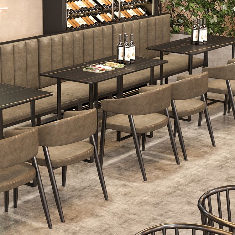 Industrial Iron Dining Table Stone Dining Furniture with Metal Base Clearhalo 'Dining Tables & Seating' 'Dining Tables' 'dining_table' 'furn' 'furn_dining_table' 'Furniture' 'Kitchen & Dining Furniture' 1200x1200_8840396b-bc55-45fc-be55-14270e5cdf3f