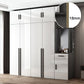 Mirrored Finish Cabinet with Hinged Doors Contemporary White Storage Cabinet